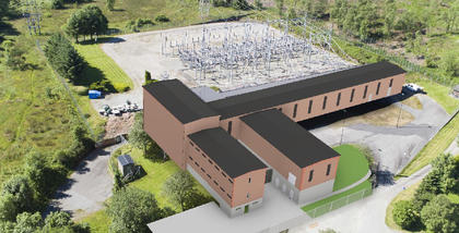 Illustrasjon over tilbygg på Ullandhaug transformatorstasjon