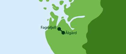 Grønt kart som illustrerer hvor prosjektet er lokalisert i regionen